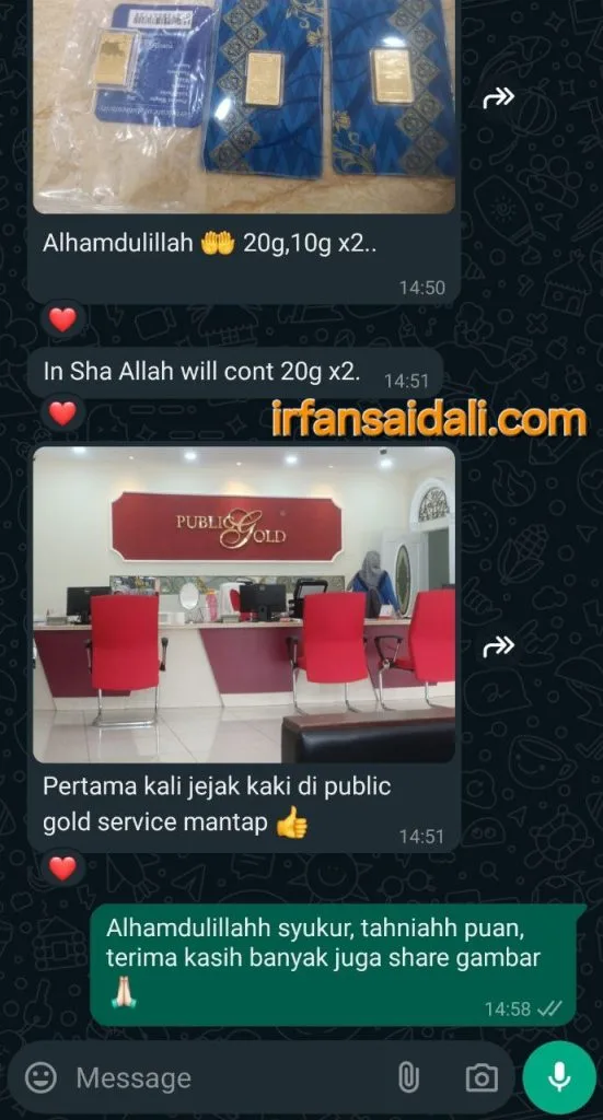 Testimoni Klien Emas Irfan Said