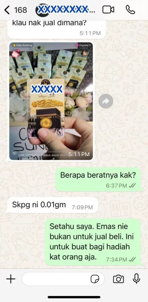 Kad emas 0.01g/0.02g ini sangat tak sesuai hatta nak dijadikan hadiah