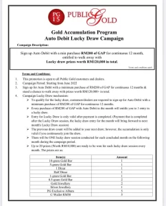 Pelbagai hadiah untuk yang sertai Auto Debit GAP Public Gold
