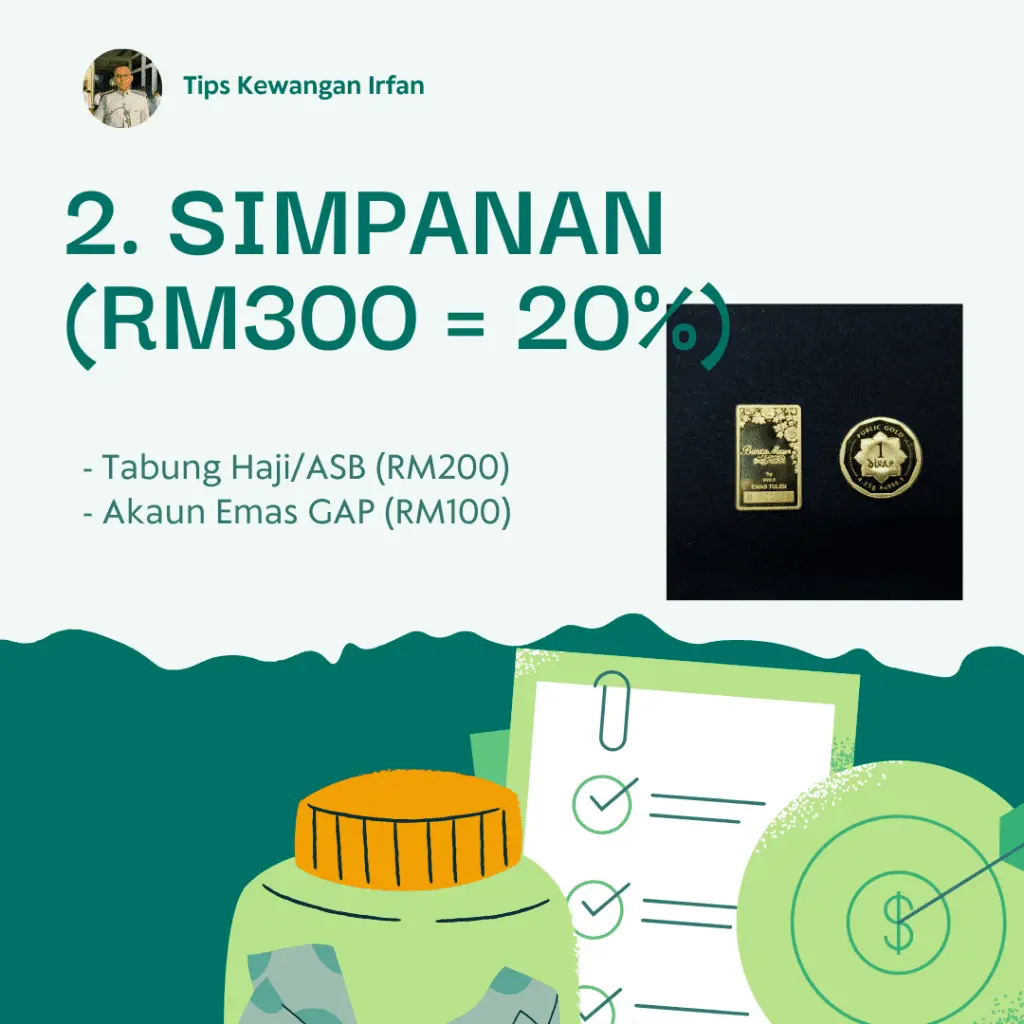 Tips urus gaji: 20% untuk bahagian simpanan