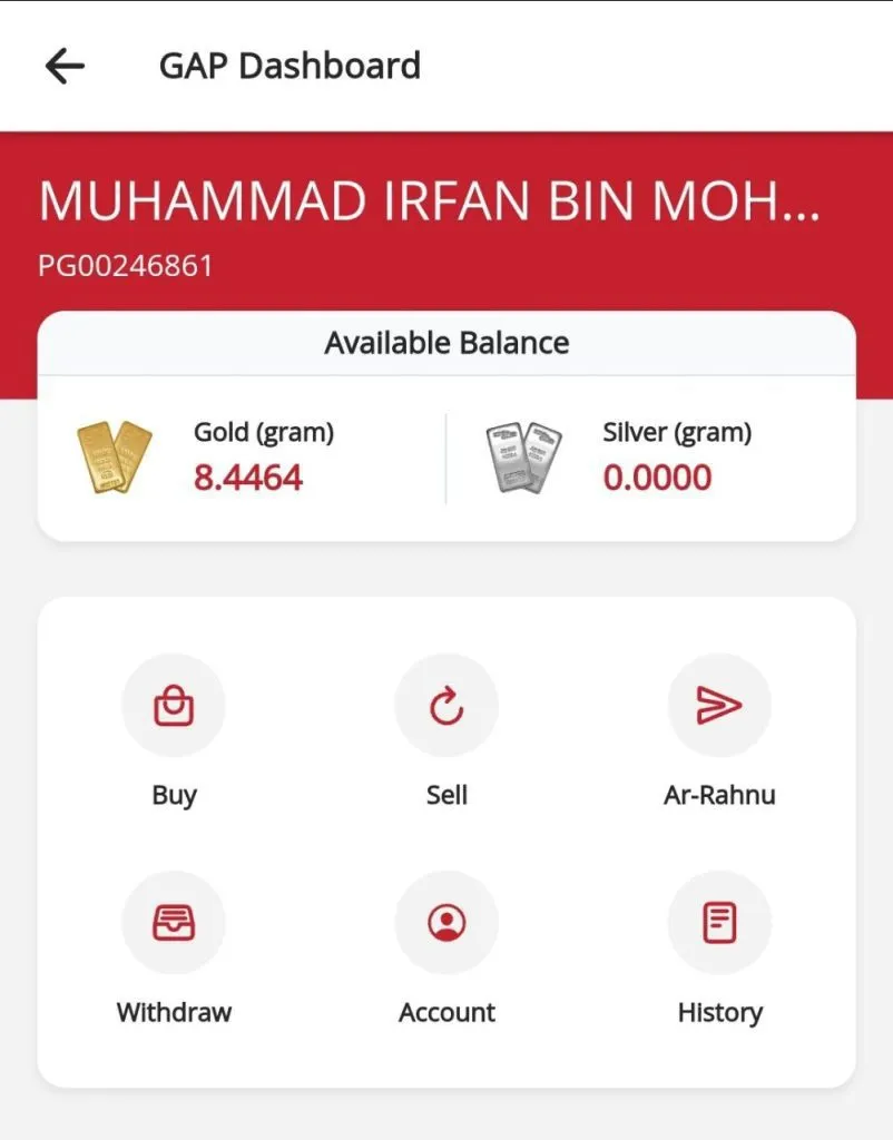 Terus klik butang Ar-Rahnu di apps Public Gold
