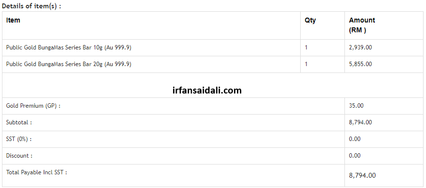 Pembelian emas saya yang ketiga pada tahun 2020