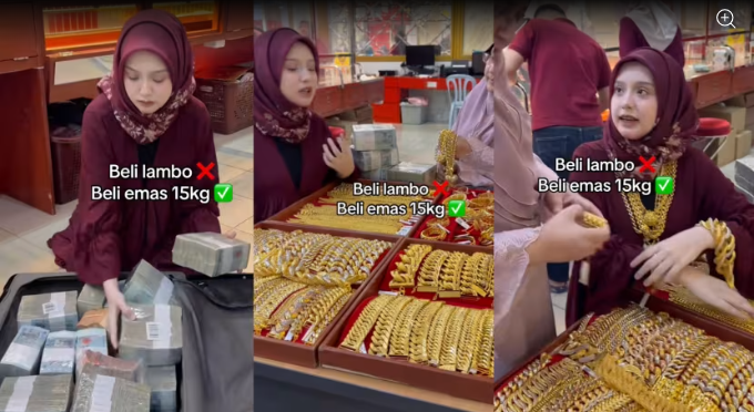 Malaysian influencer and entrepreneur Anes Ayunie Osman has sparked backlash after a video of her wheeling a suitcase filled with cash to purchase 15kg of gold jewellery went viral.