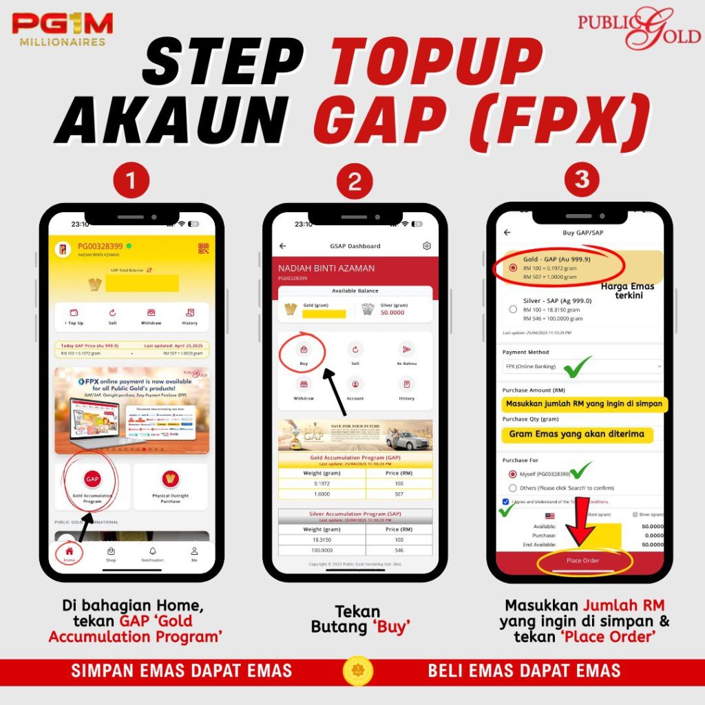 Topup emas GAP guna App Public Gold, lebih mudah!