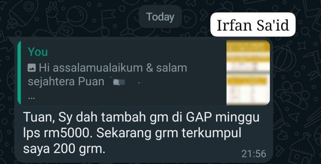 Testimoni Gold Saver Irfan Said