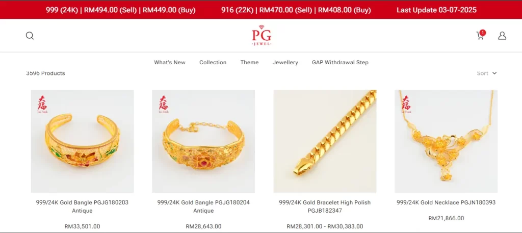 Barang kemas keluaran PG Jewel yang eksklusif
