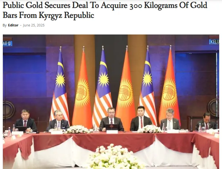 Public Gold memeterai perjanjian untuk membeli 300kg emas dari Kyrgyztan