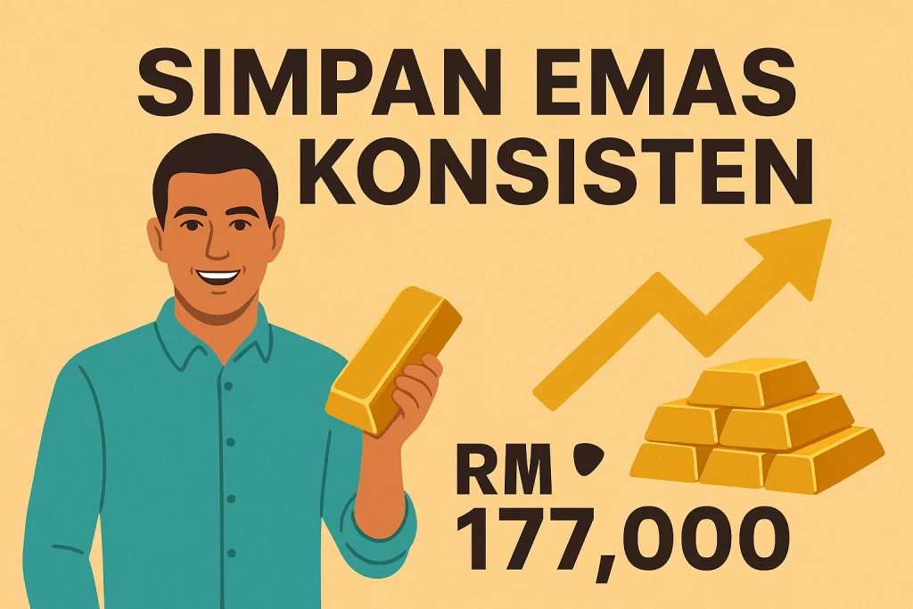 Hasil simpanan selepas 15 tahun, simpan emas dengan konsisten