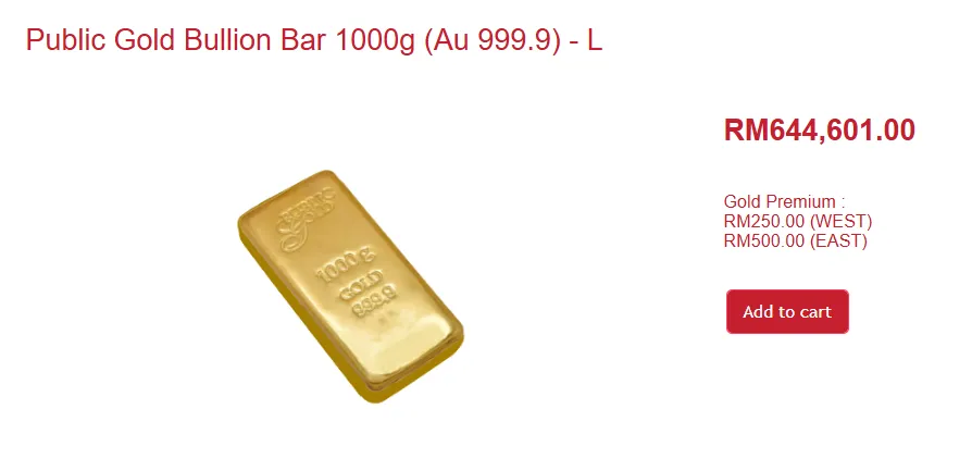 Harga emas 1kg Public Gold
