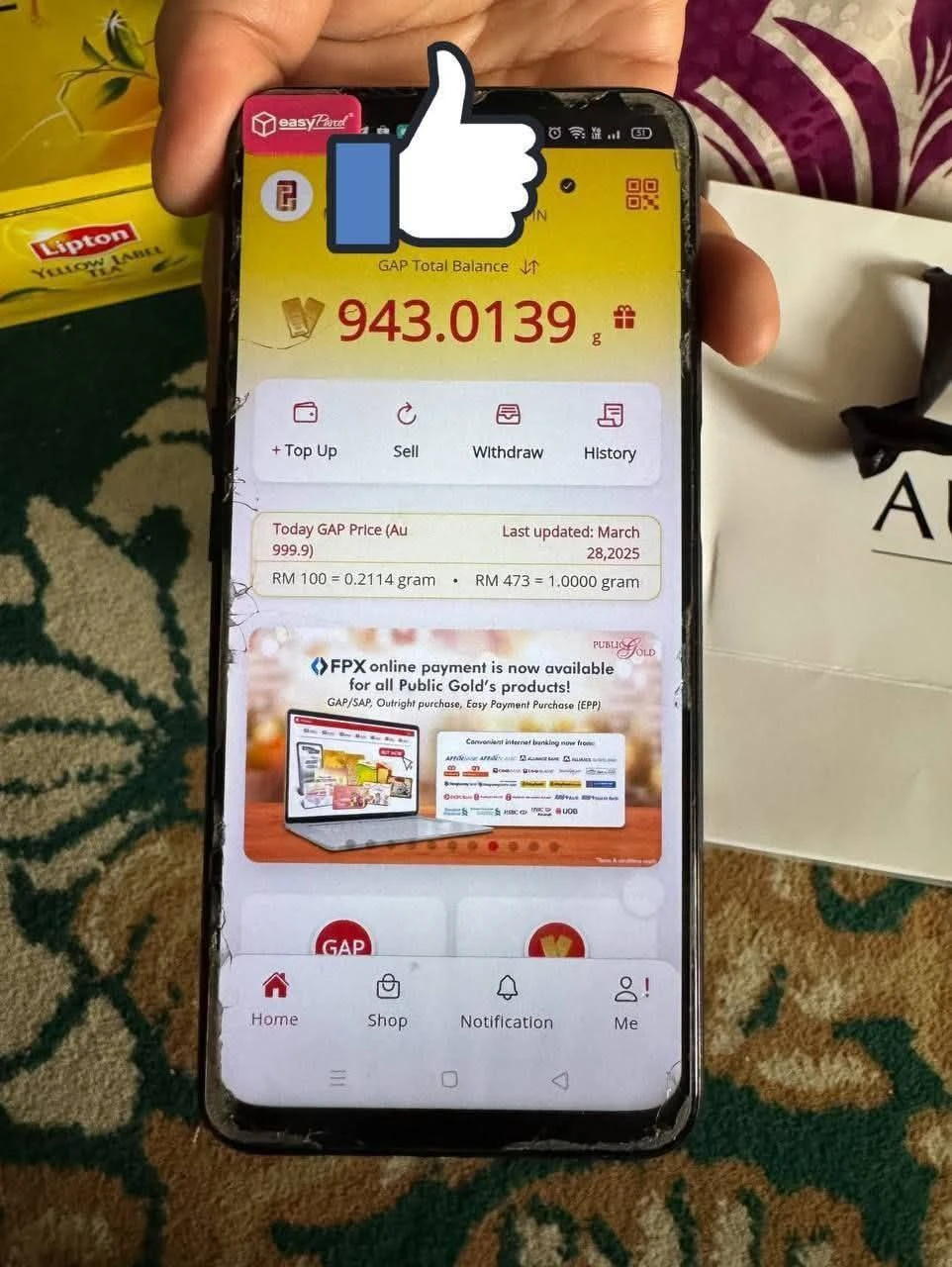 Bukti orang simpan emas beratus gram di Public Gold